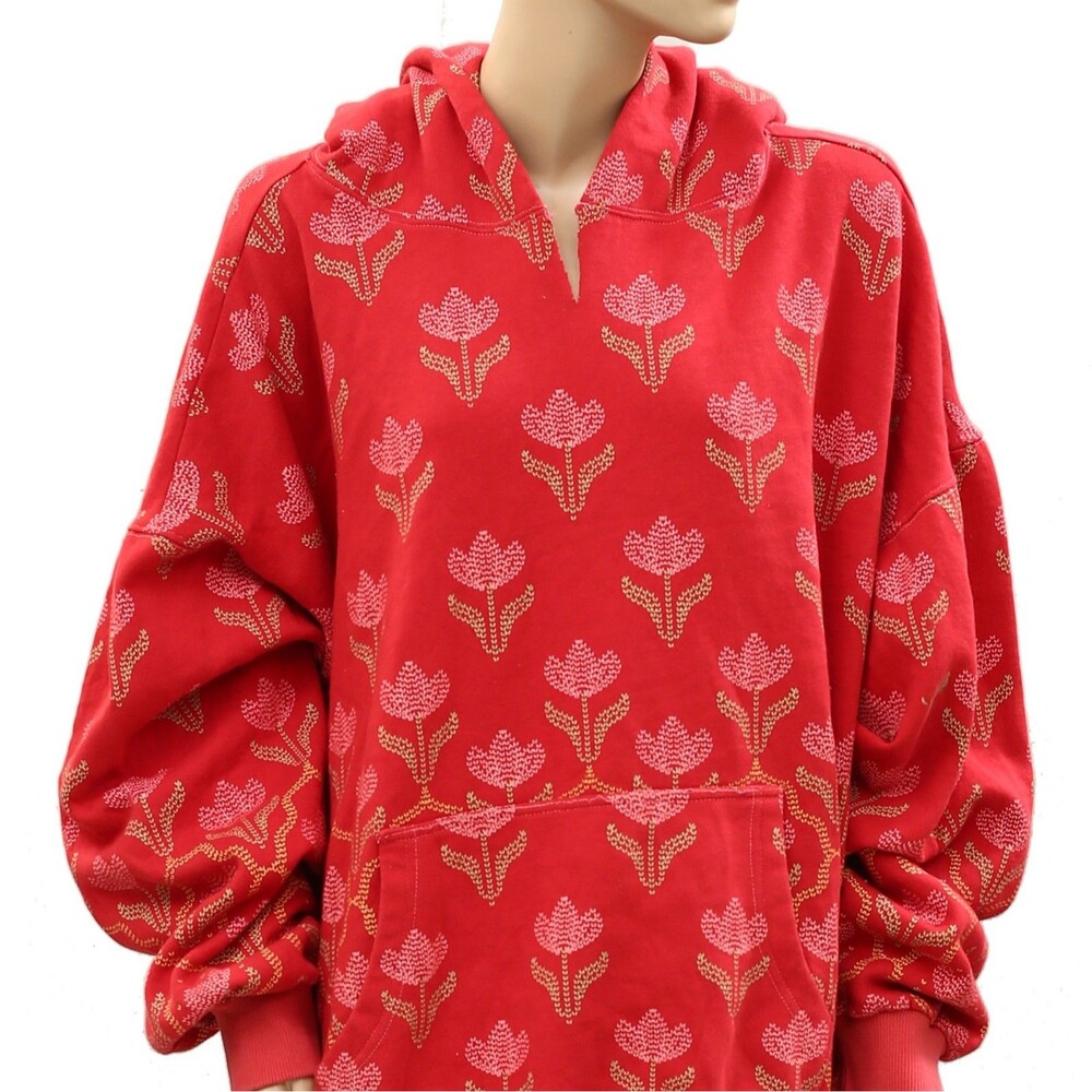 Free People We The Free Floral Printed Hoodie Top Oversize Long Sleeve XL 286499 - Picture 6 of 7
